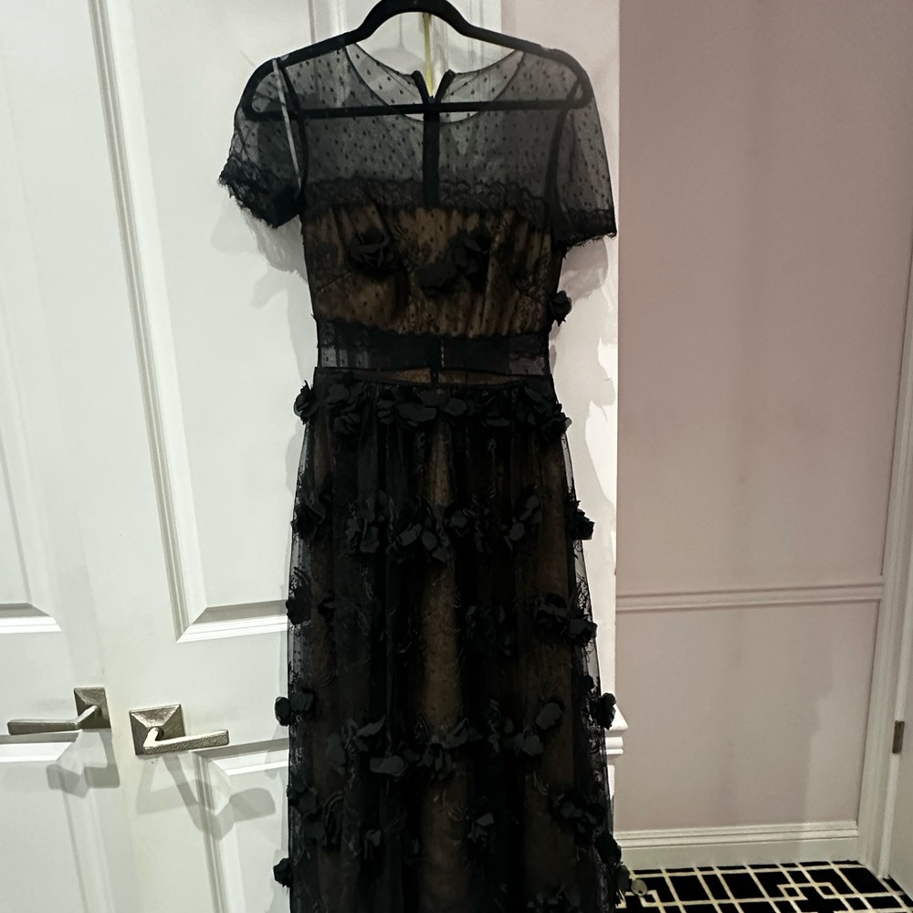 Marchesa black lace dress